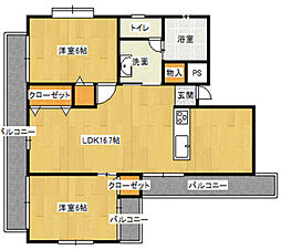 コーポ翠 2LDKの間取図画像