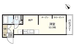 エタニティ八幡 ワンルームの間取図画像
