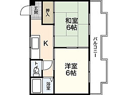 エスタス庚午南 2Kの間取図画像