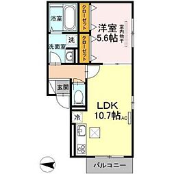 セシールカニハラ 1LDKの間取図画像