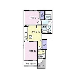 プランタンA 2LDKの間取図画像