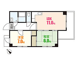 沖ビル 2LDKの間取図画像