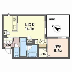 カトルレーヴ 1LDKの間取図画像