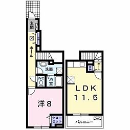 ユニベールB 1LDKの間取図画像