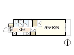 パレ・ルミエール 1Kの間取図画像