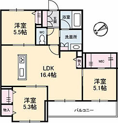 ファンコート堀越二番館 3LDKの間取図画像