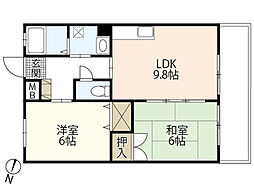 エスペラント岡田 2LDKの間取図画像