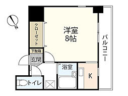 ハートランド舟入中町 1Kの間取図画像