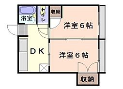 K-BLDG三篠 2DKの間取図画像