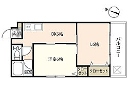 GRANDHILLS江波南 2DKの間取図画像