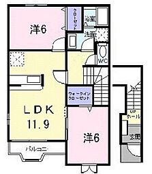 グレースAKI壱番館 2LDKの間取図画像