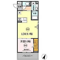グラン・シャルールK 1LDKの間取図画像