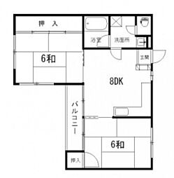ソフィア庚午 2DKの間取図画像