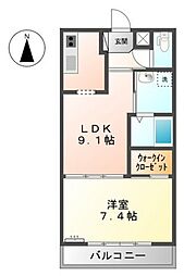 エデン 1LDKの間取図画像