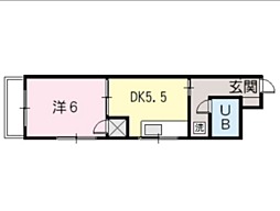 寺西ビル 1DKの間取図画像