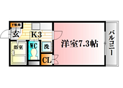 レジデンスマスダ3 1Kの間取図画像