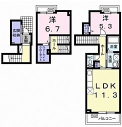 ユニベールB 2LDKの間取図画像