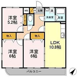 コンフォール春日野通り 3LDKの間取図画像