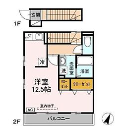 セジュール皆実 ワンルームの間取図画像