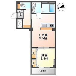 ジュネス 1LDKの間取図画像