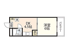 グリーンマンション 1DKの間取図画像