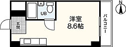 コーポラス岡本 ワンルームの間取図画像