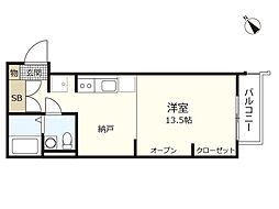 エタニティ八幡 ワンルームの間取図画像