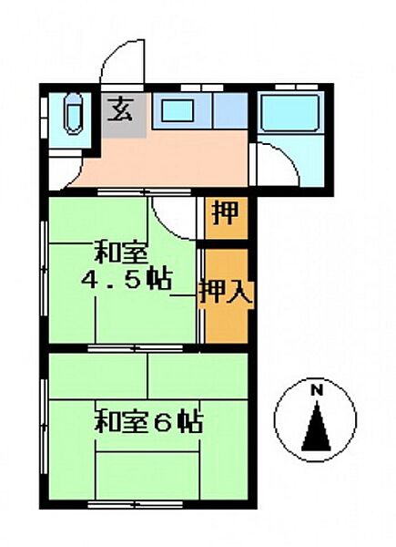 広島県広島市安芸区船越南3丁目(賃貸アパート2K・2階・32.00㎡)の写真 その2