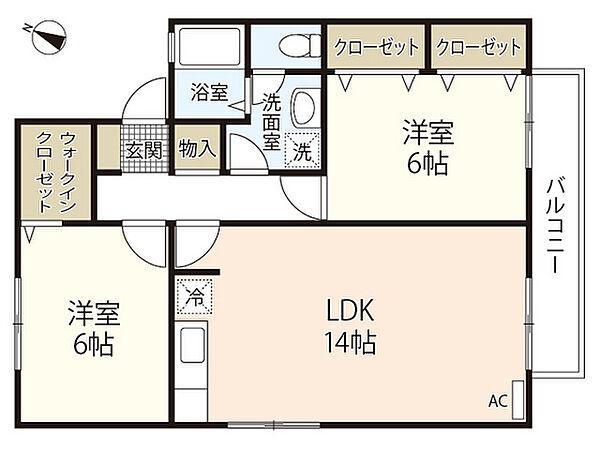 グランドハイツ高野 ｜広島県広島市西区己斐上2丁目(賃貸アパート2LDK・2階・61.85㎡)の写真 その2