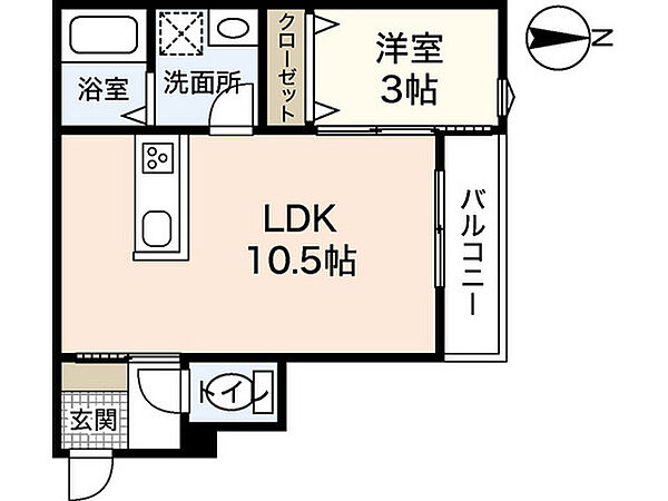 広島県広島市中区江波二本松2丁目(賃貸アパート1LDK・3階・32.00㎡)の写真 その2