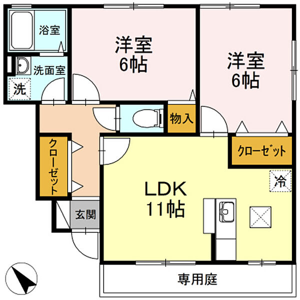 サニーヒルズII ｜広島県広島市佐伯区三宅3丁目(賃貸アパート2LDK・1階・55.20㎡)の写真 その2