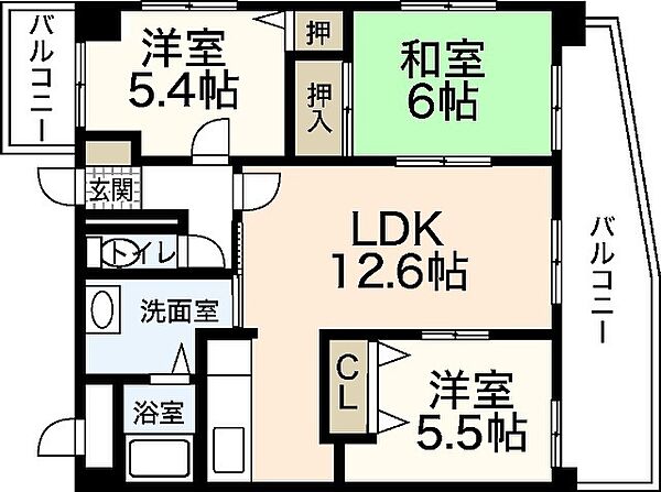 エラーヴル楽々園 0601｜広島県広島市佐伯区楽々園3丁目(賃貸マンション3LDK・6階・67.20㎡)の写真 その2