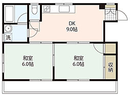 コーポ岡 2DKの間取図画像