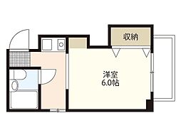 プログレス本川 4階ワンルームの間取り