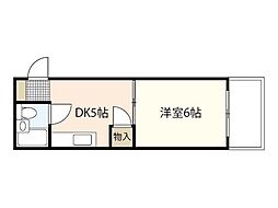 コテージミタキ 1DKの間取図画像