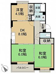 トリヴァンベール田方 3DKの間取図画像