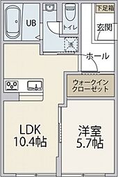 リバーサイド三滝 1LDKの間取図画像