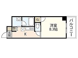 Ｇｏｌｄ　Ｃｏｕｒｔ楽々園 5階1Kの間取り