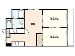 ハイツAI江波 1階2DKの間取り