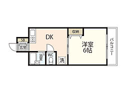 パークサイド茶木 1DKの間取図画像