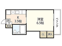 プレアール己斐 2階1Kの間取り