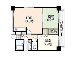 ダイアパレス東白島 6階2LDKの間取り