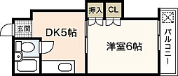 アーバン田部 1DKの間取図画像