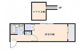 オレンジハウス坪井 1階1Kの間取り