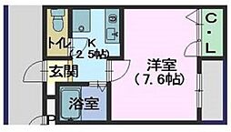 サンモリッツ 1Kの間取図画像