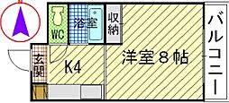 パティシェール吉川II 1階1Kの間取り
