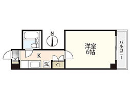 コーポ吉村 4階1Kの間取り