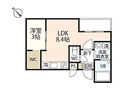 ＭＯＶＥ西原ＥＡＳＴ 2階1LDKの間取り