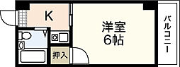 ハイパーク庚午 1Kの間取図画像