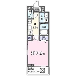 サンリットII 3階1Kの間取り